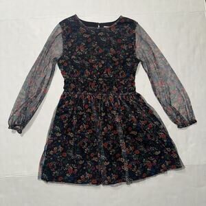 Gap Kids Girls M Dress Gathered Skirt Floral Fall Sheer Party Casual Everyday